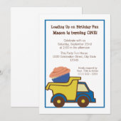 Dump Truck met Cupcake Blauw Kaart (Voorkant / Achterkant)