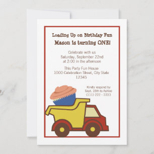 Dump Truck met Cupcake Rood Kaart