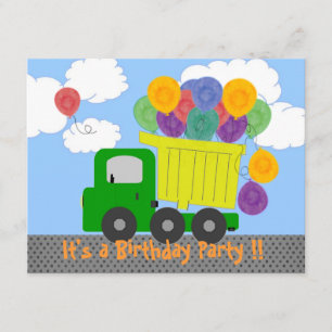Dump Truck Party Invitation (gele vrachtwagen) Kaart