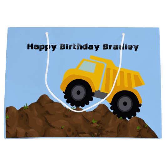 Dump Truck Personalized Birthday Groot Cadeauzakje (Voorkant)