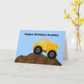 Dump Truck Personalized Birthday Kaart (Gele Bloem)