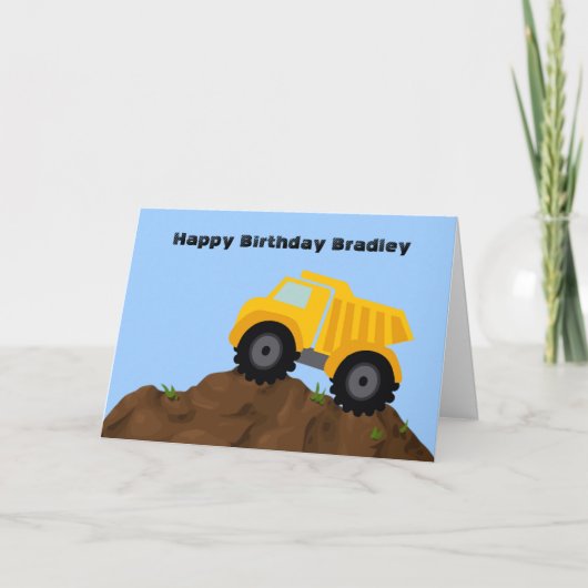 Dump Truck Personalized Birthday Kaart (Voorkant)