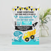 Dump Truck Pool Summer Construction Birthday Kaart (Staand voorkant)
