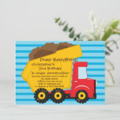 Dump Trucks boys Birthday Party Invitations Kaart (Staand voorkant)