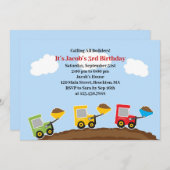 Dump Trucks Constructies Verjaardag Uitnodiging (Voorkant / Achterkant)