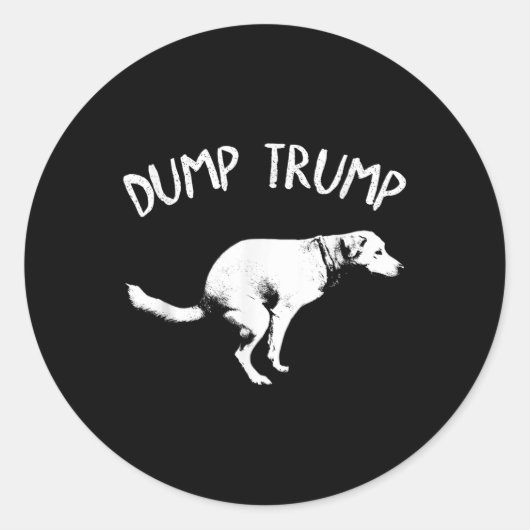 Dump Trump Dog Pooping Ronde Sticker (Voorkant)