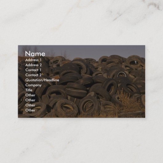 Dumping oude banden visitekaartje (Voorkant)