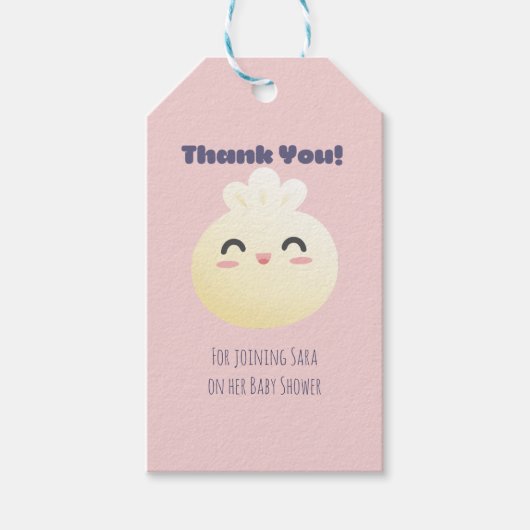Dumpling Baby shower Girl Dank je Cadeaulabel (Voorkant)