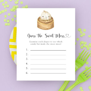 Dumpling baby shower Raad de Sweet Mess spel