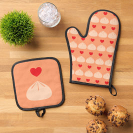 Dumpling liefde cantaloupe ovenwant & pannenlap set