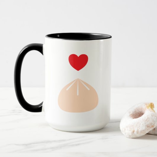 Dumpling Love Black 15oz. Mug (Avec donut)