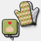 Dumpling Love Matcha Ovenwant & Pannenlap Set (Voorkant / Achterkant)