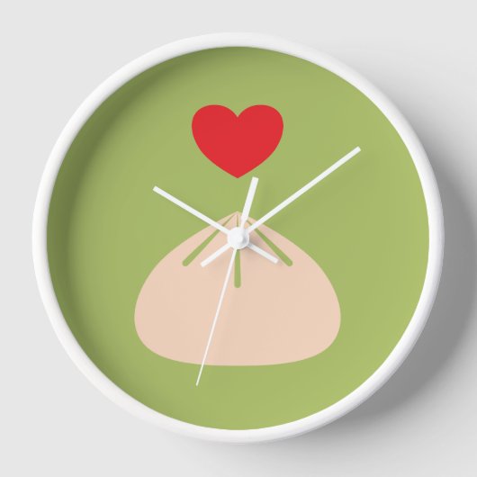 Dumpling Love Matcha Wood Framed Clock (Voorkant)