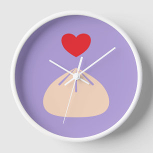 Dumpling Love Ube Wood Framed Clock