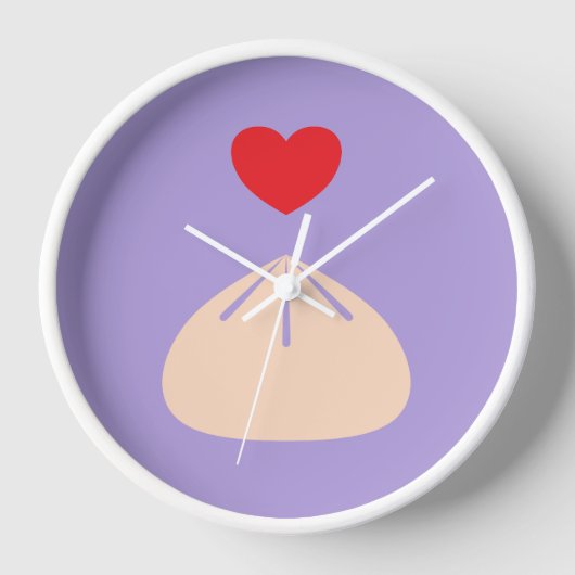 Dumpling Love Ube Wood Framed Clock (Voorkant)