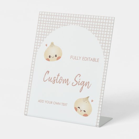 Dumpling verjaardagsteken, Dim Sum verjaardag Reclamebord Met Voetstuk (Voorkant)