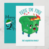 Dumpster Fire Hehe Ik ben goed 2020 eenden Feestdagenkaart (Voorkant / Achterkant)