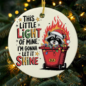 Dumpster Fire Wasbeer Monogram Kerstmis Keramisch Ornament