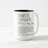 Dumpster Firefighter Funny Definition Custom Name Tweekleurige Koffiemok (Voorkant rechts)