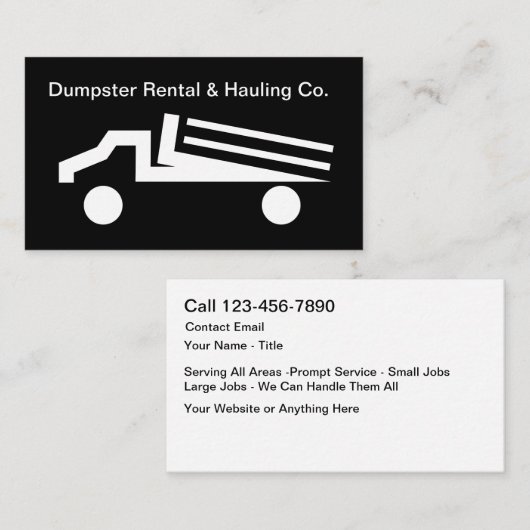 Dumpster Location Camion Carte de visite moderne (Devant / Derrière)