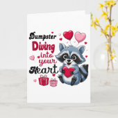 Dumpsterduiken in je hart Grappige wasbeer Valenti Kaart (Gele Bloem)