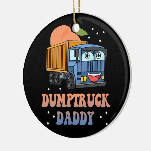 Dumptruck Papa Retro Groovy eervaldag constructie Keramisch Ornament (Links)