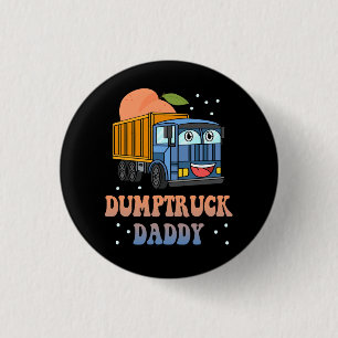 Dumptruck Papa Retro Groovy eervaldag constructie Ronde Button 3,2 Cm