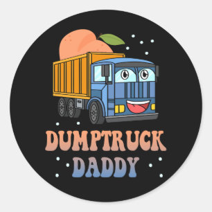 Dumptruck Papa Retro Groovy eervaldag constructie Ronde Sticker