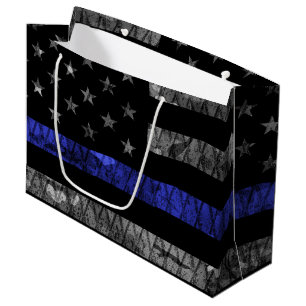 Dun blauwe lijnvlag van politie groot cadeauzakje