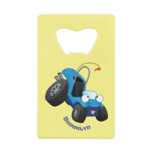 Dun buggy off road vehicle cartoon kredietkaart flessenopener
