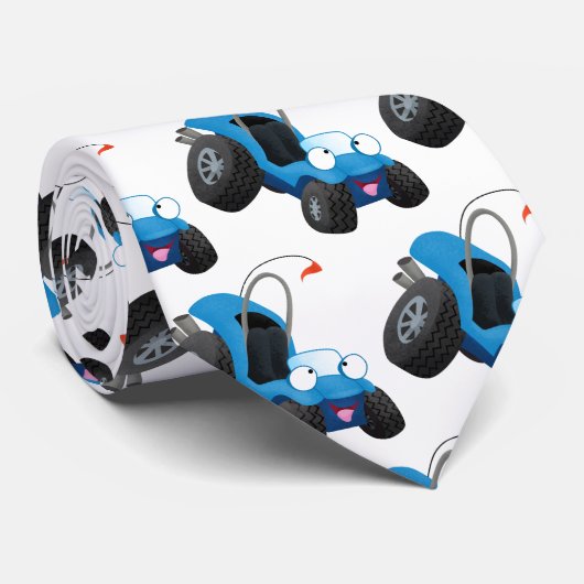 Dun buggy off road vehicle cartoon stropdas (Opgerold)