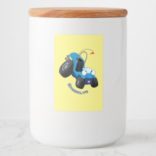 Dun buggy off road vehicle cartoon voedselcontainer etiket
