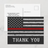 Dun Red Line Fireman brandweerman Hartelijk dank Briefkaart (Voorkant / Achterkant)