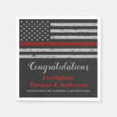 Dun Red Line Fireman Firefighter Afstuderen Servet (Voorkant)