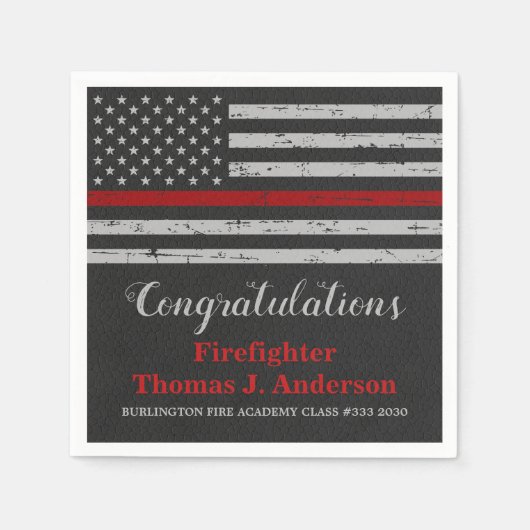 Dun Red Line Fireman Firefighter Afstuderen Servet (Voorkant)