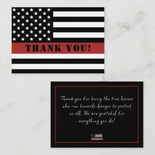 Dun Red Line USA Flag Firefighter Appreciation Notitiekaartje