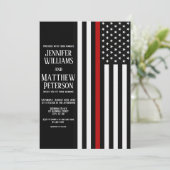 Dun Roodlijnbrandbestrijding Vlag bruiloft Kaart (Staand voorkant)