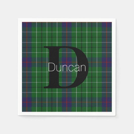 Duncan Clan Plaid Monogram Papieren servetten (Voorkant)