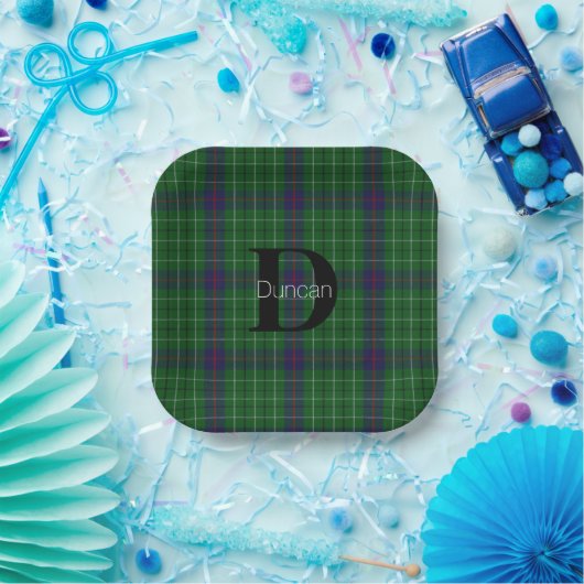 Duncan Clan Plaid Monogram Papieren servetten Papieren Bordje (Feest)