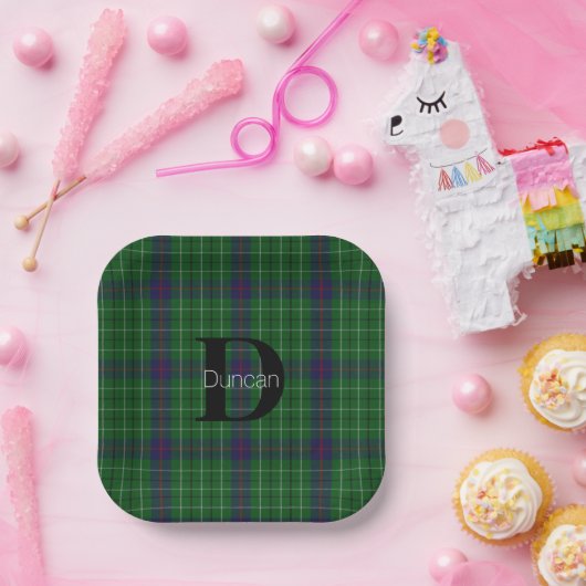 Duncan Clan Plaid Monogram Papieren servetten Papieren Bordje (Feest)