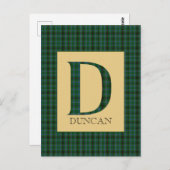 Duncan Tartan Monogram D Briefkaart (Voorkant / Achterkant)