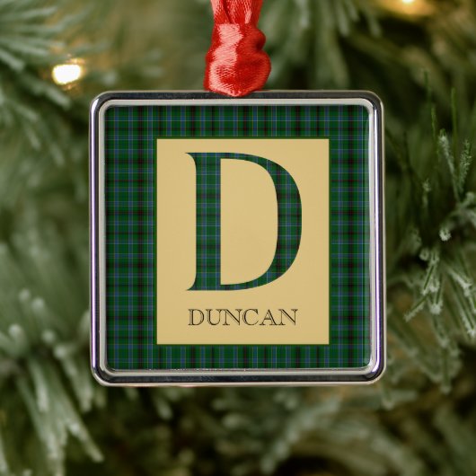 Duncan Tartan Monogram D Metalen Ornament (Boom)