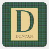 Duncan Tartan Monogram D Vierkante Sticker (Voorkant)