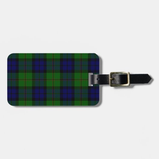 Dundas tartan blue green plaid bagagelabel (Voorkant horizontaal)