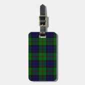 Dundas tartan blue green plaid bagagelabel (Voorkant verticaal)