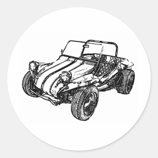 Dune Buggy Ronde Sticker (Voorkant)