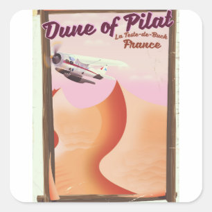 Dune of Pilat, Dunes France reisposter. Vierkante Sticker