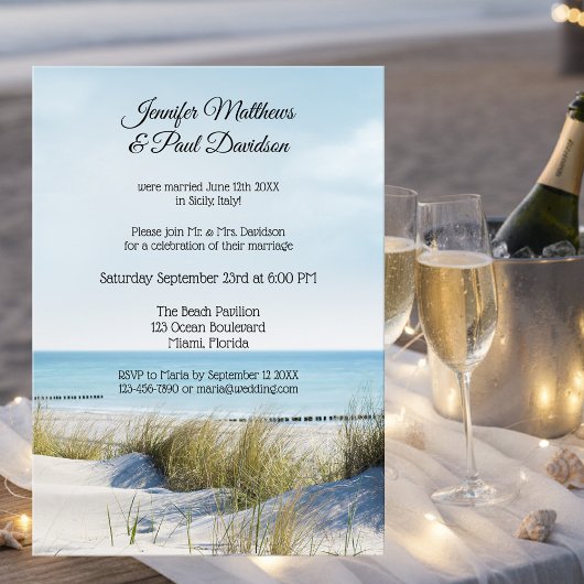 Dunes et Beach Post Mariage Fête Invitation