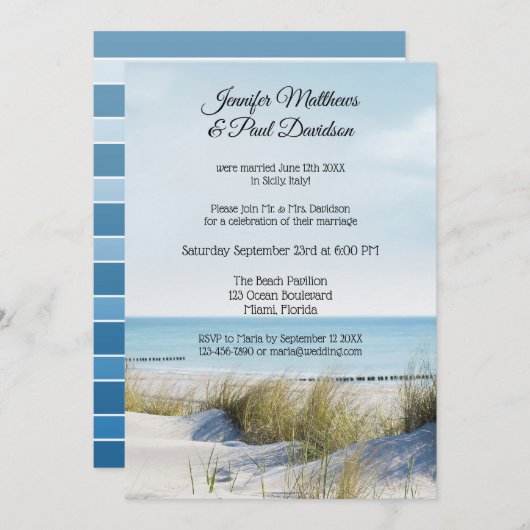 Dunes et Beach Post Mariage Fête Invitation (Devant / Derrière)