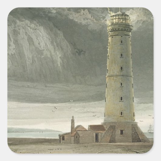 Dungeness Lighthouse uit 'A Voyage Around Great Vierkante Sticker (Voorkant)